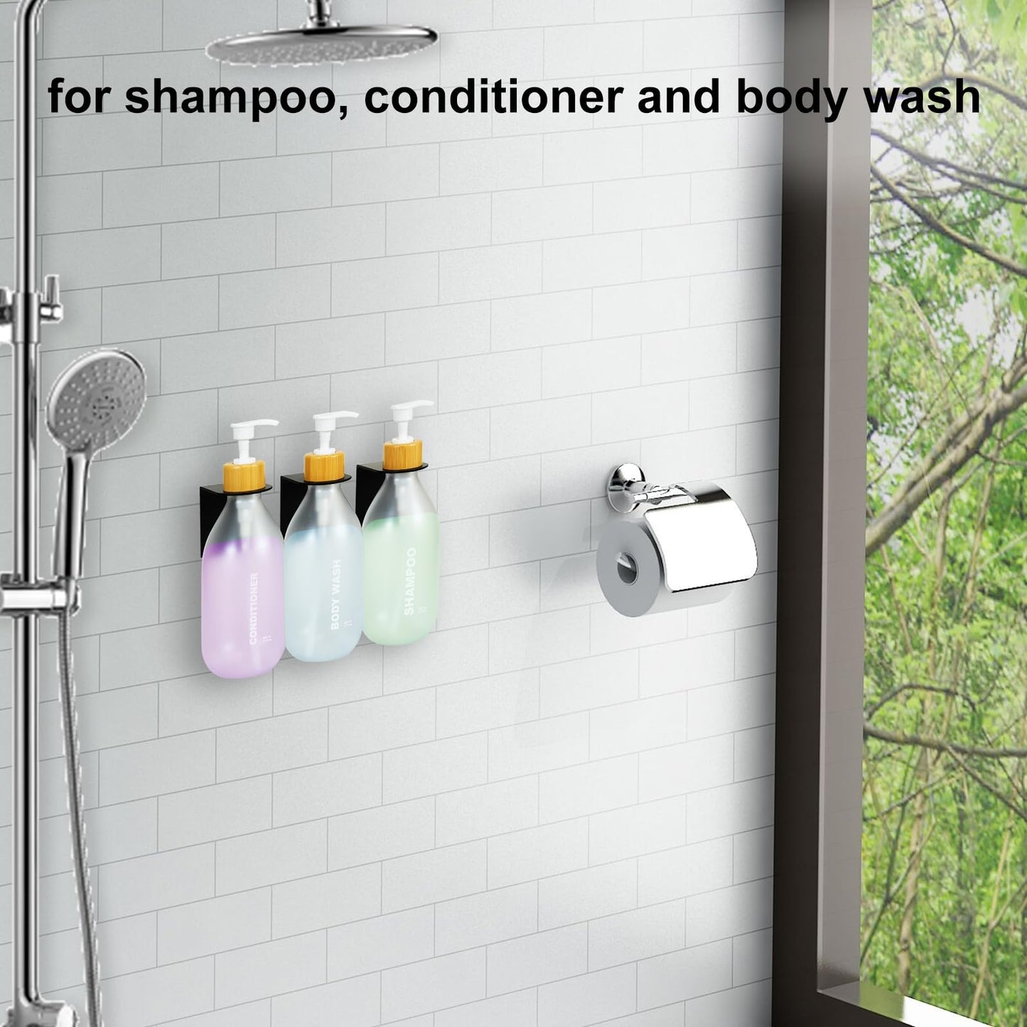 ILIKEPOW Seifenspender Wandbefestigung Set - 500 ml nachhaltige mit Rutschfester Oberfläche für Handseifen, Shampoos und Lotionen für das Badezimmer Mattes Weiß