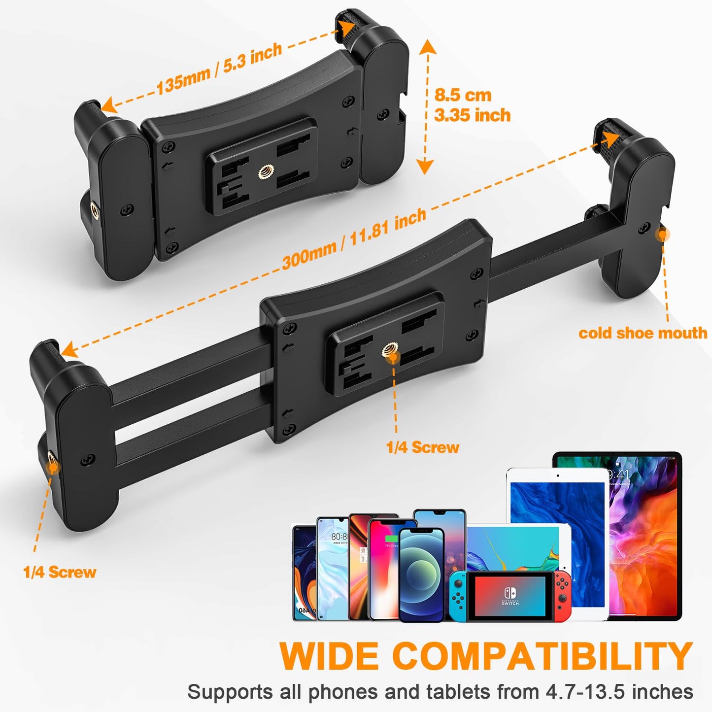 Tablet Stativ Halterung Bodenständer, Tablet Halterung Stativ Einstellbar bis zu 160CM/65 Zoll, 360°Verstellbarer iPad Halterung Stativ, Tablet Ständer für Samsung, iPad und Alle 4.7-13.5 Zoll Tablets