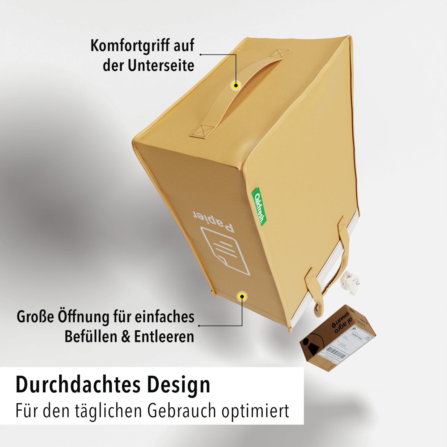 qikfresh - Mülltrennsystem 3er Set | Abfalltrennsystem mit 3 Fächer zum Recycling von Altglas, Altpapier, Kunststoff, Leergut, etc. | Sammelbehälter zur Abfall Aufbewahrung (Symbole + Text)