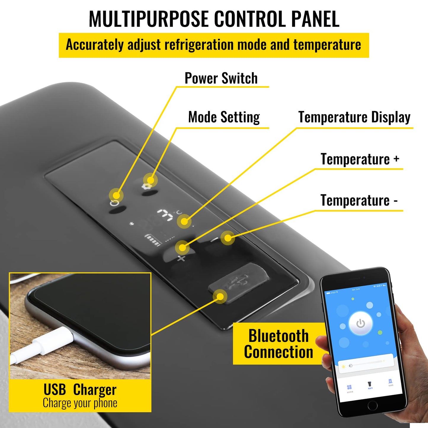 VEVOR Tragbare Gefrierbox Minikühlschrank Elektrische Kühlbox, Auto Kühlbox 15 L 98 x 320 x 260 mm Kühlbox Elektrisch 20 ℃ ~ 10 ℃ Kompressor Kühlbox, Auto, Lkw, Boot, Reisemobil, Camping