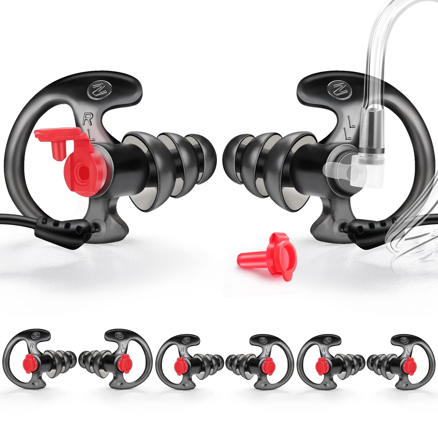Zeadio Dreifach Flansch Ohrhörer, Bequeme Silikon Ohrmuschel Ohrstecker -schwarz, Medium, 4 Paar