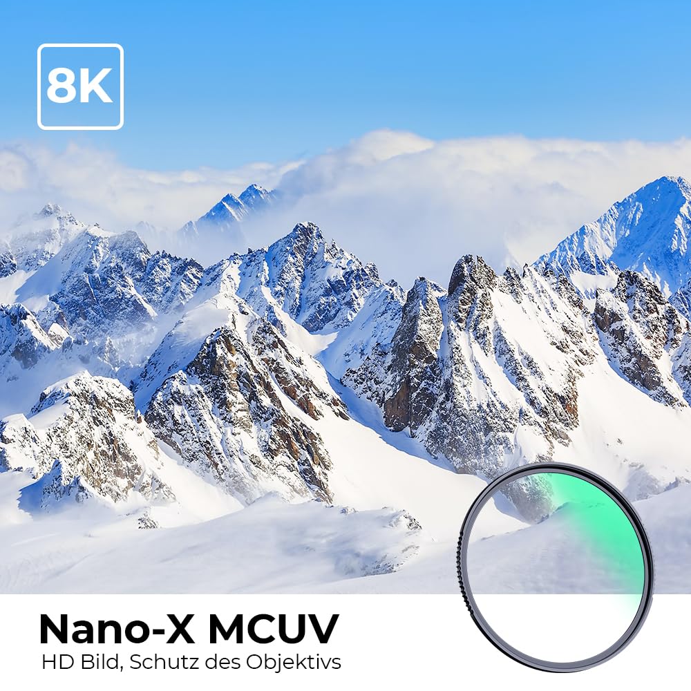 K&F Concept Nano X-Serie UV Filter 58mm Schott-Glas B270 28 Schichten MC Super Slim Schutzfilter Ultraviolett-Filter