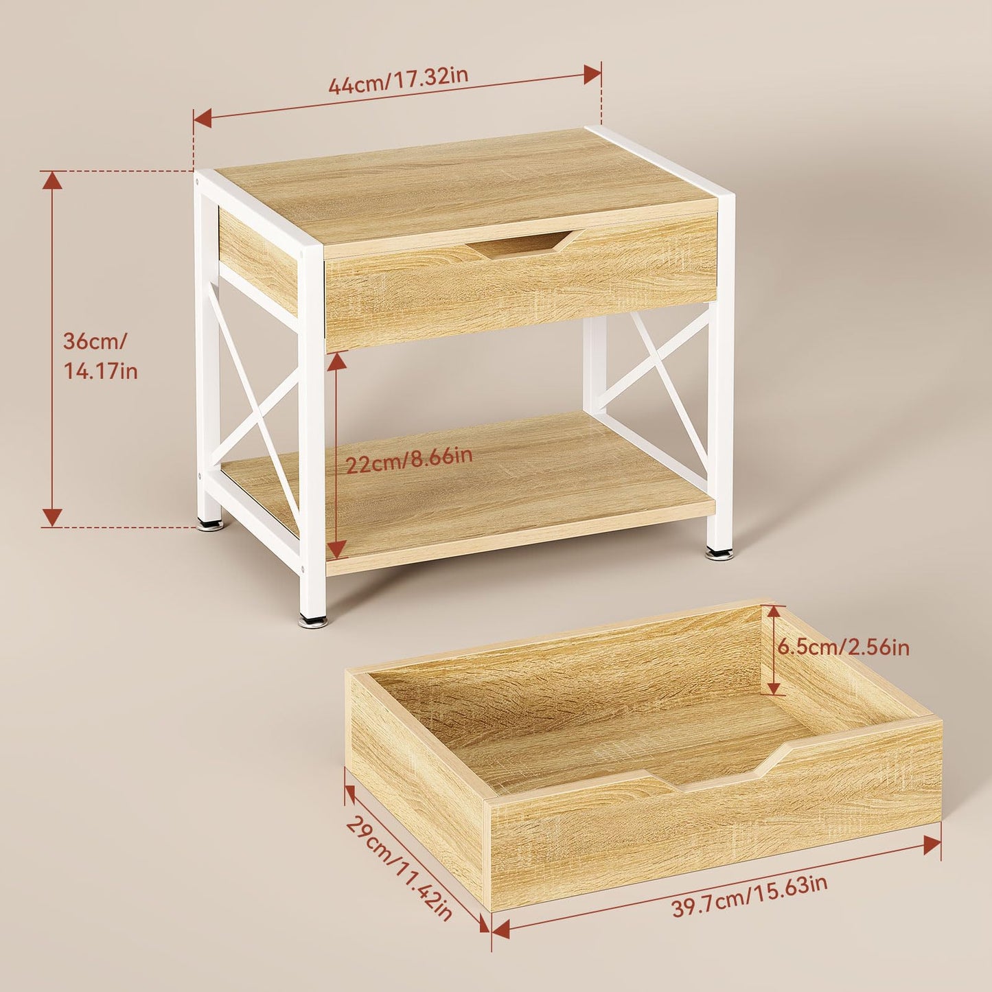 IBUYKE 2 Tier Desktop-Drucker Stand, Mehrzweck-Schreibtisch-Organizer, hölzerne Drucker Stand mit Schublade Lagerung für Ordner, Bücher, für Faxgerät, Scanner, Home Office TLJ012R