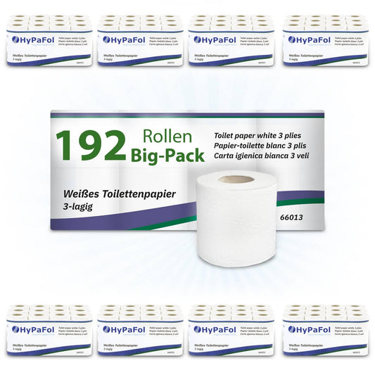 Hypafol Toilettenpapier motivgeprägt, 3-lagig | Vorteilspack mit 192 Rollen Klopapier | extra weich und reißfest | Vorratspack, 24 x 8 Rollen | aus hochwertigem super weißem Zellstoff