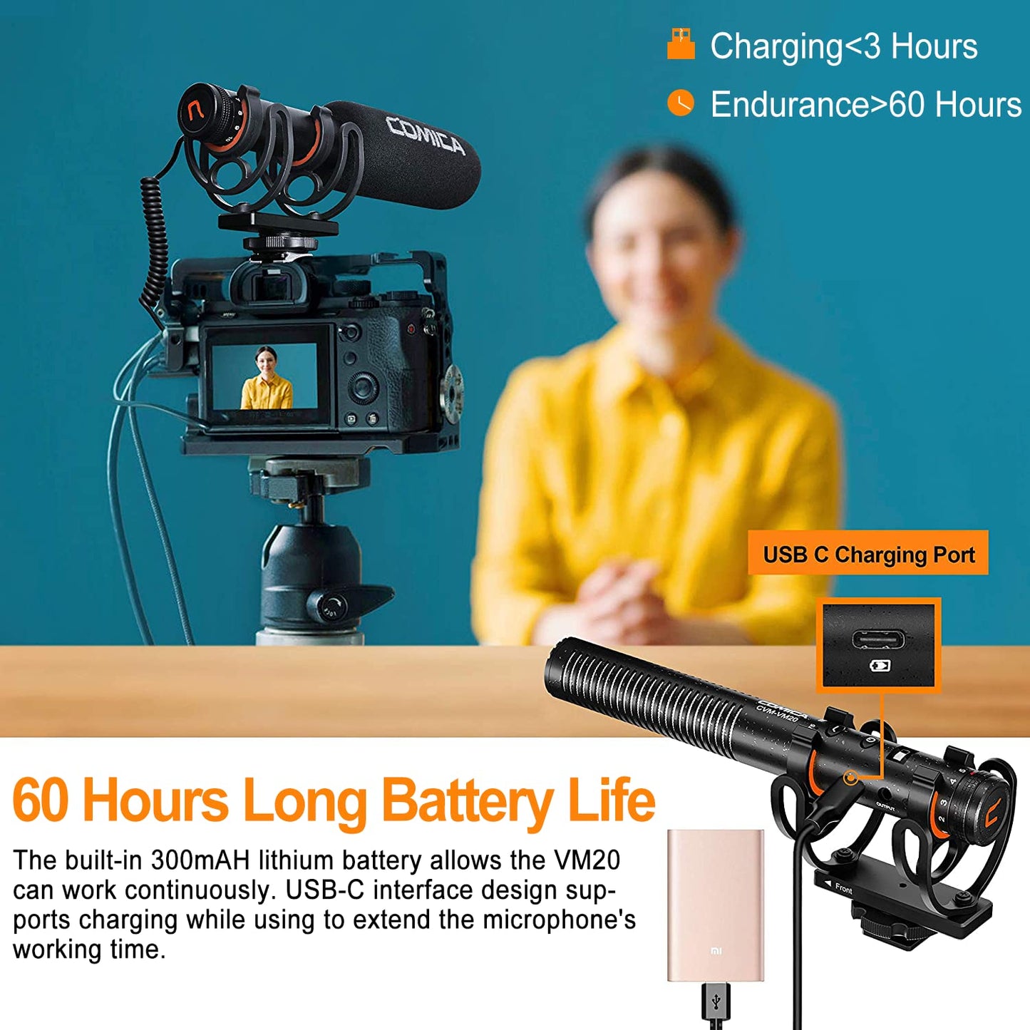 COMICA VM20 Kamera Mikrofon, Super-Kardioid Kondensor Shotgun Video Mikrofon mit OLED Power Display & Low Cut Filter Modi,Externes Richtmikrofon für DSLR und Smartphone usw