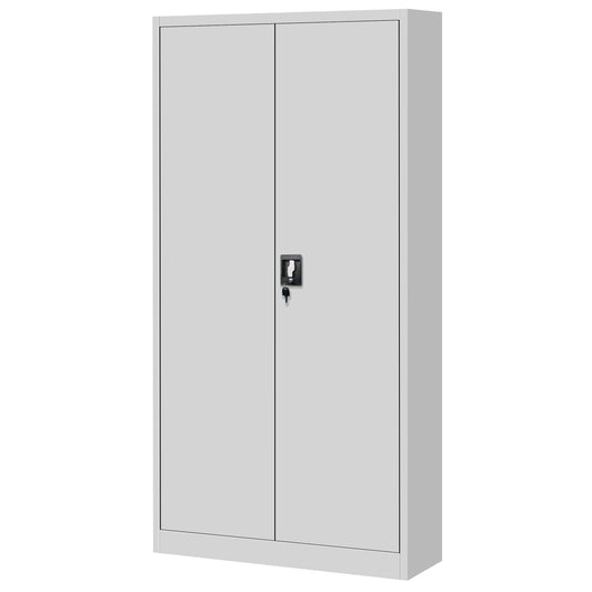 Jan Nowak Aktenschrank C001H Büroschrank Metallschrank Stahlschrank Werkzeugschrank Stahlblech Pulverbeschichtet Flügeltürschrank Abschließbar 195 cm x 90 cm x 40 cm (grau/grau)