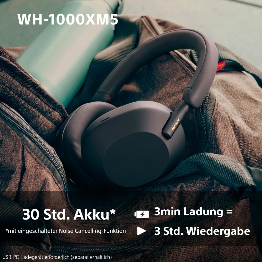 Sony WH-1000XM5 Wireless Noise Cancelling Headphones (30h Battery, Touch Sensor, Quick Charge Function, Optimised for Amazon Alexa, Headset with Microphone) Midnight Blue, Blau