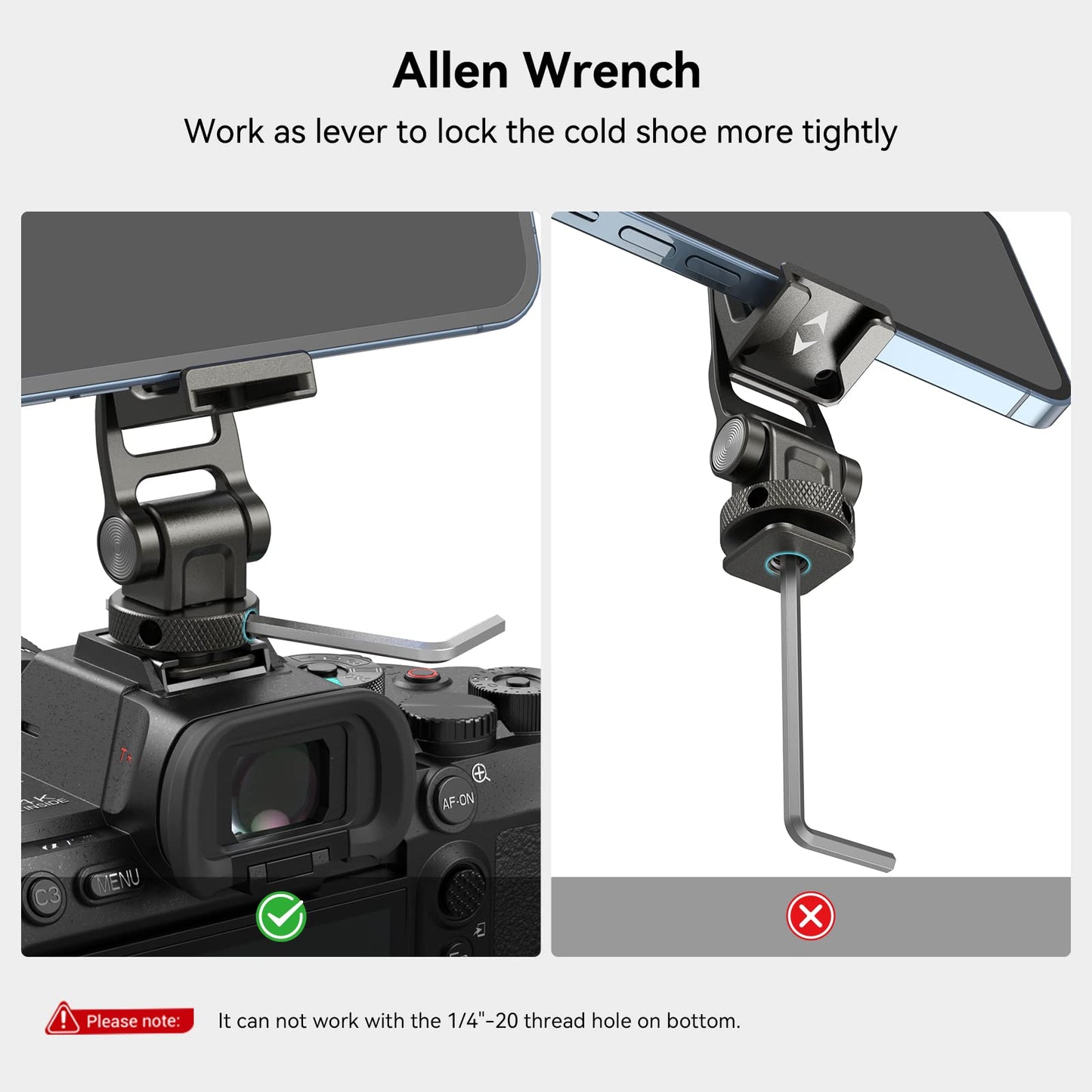 SMALLRIG Handyhalterung Universal Telefonkamera Halterung with Cold Shoes and 1/4" Threaded Hole 360° Rotation Phone Camera Mount für Filmemachen, Vlogging -3559