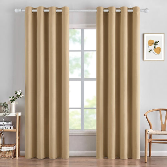 MIULEE Vorhänge Taupe Blickdicht mit Ösen, Schöner Weicher Verdunklungsvorhänge zum Verdunkeln von Räumen, 2er Set Gardinen Abdunkelnd Schlafzimmer Wohnzimmer Thermovorhang Kälteschutz 140X225 cm