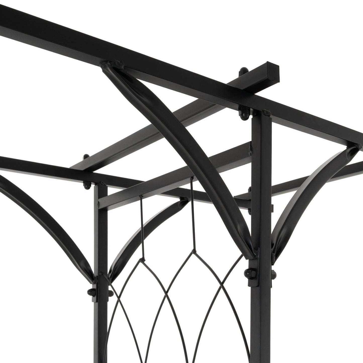 Nexos Trading Rosenbogen Torbogen Rankhilfe Pergola Spalier Tor Rosen Stahl 206x198x52 cm – Metall Durchgang – wetterfest freistehend stabil – schwarz