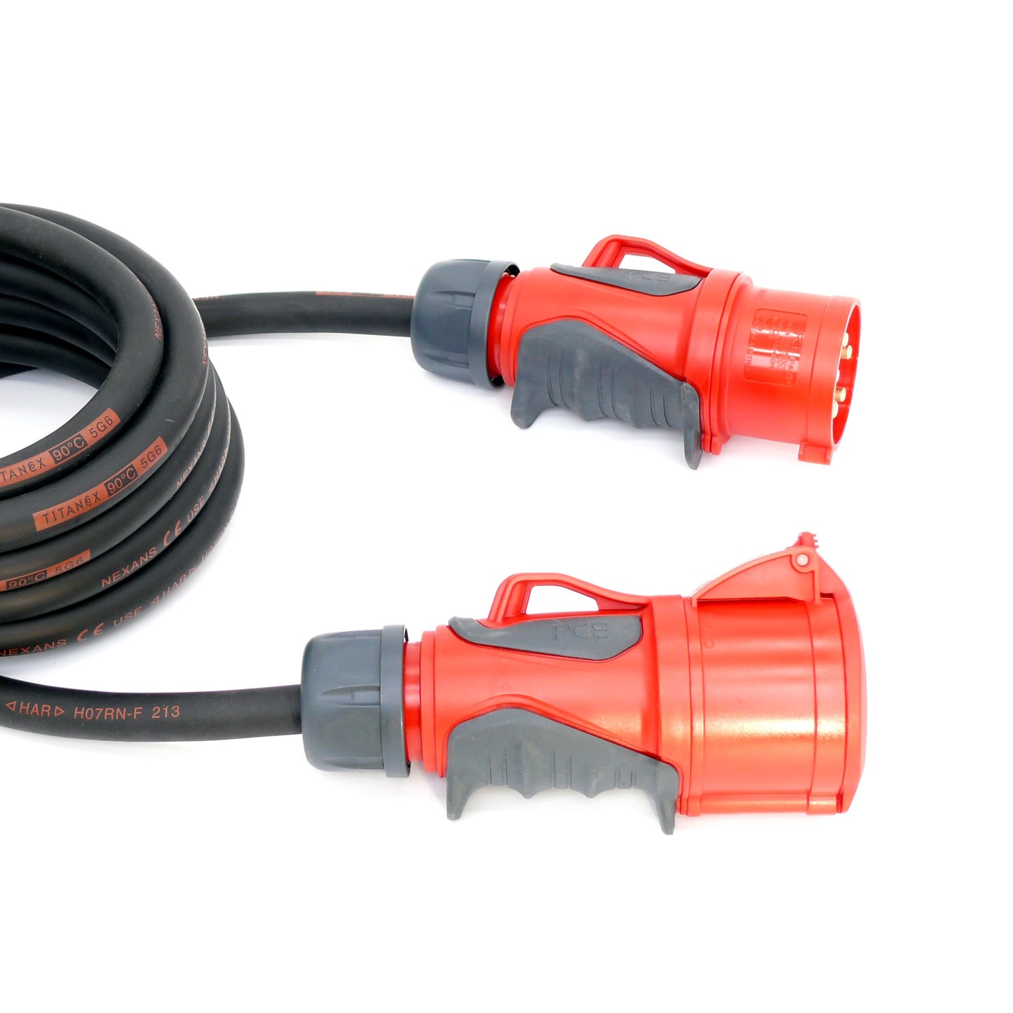 CEE Starkstromkabel (1,5m-50m) 32A Verlängerungskabel Titanex H07RN-F 5x6mm² mit PCE Grip Stecker und Kupplung, Business-Line von Event-Kabel (20 Meter)