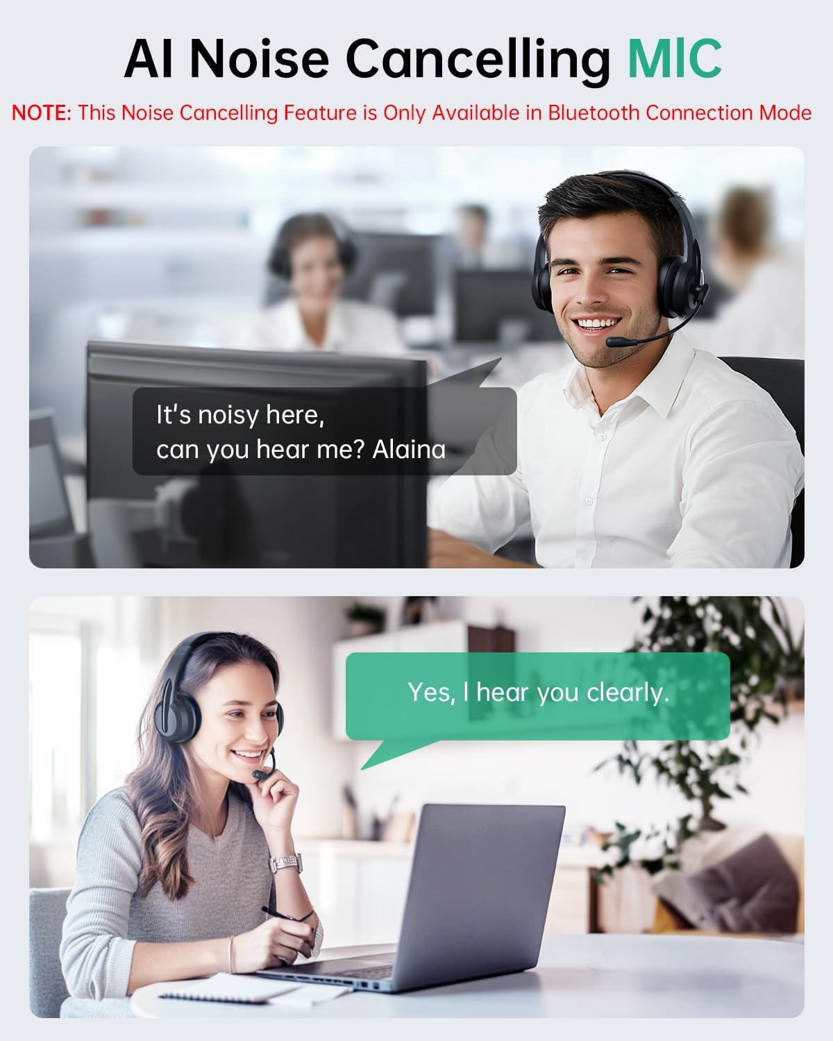 syndesmos Headset mit Mikrofon Bluetooth, Verstellbares Kopfband Headset PC, Unterstützt 2,4 G/Bluetooth V5.3/Kabelgebundene Verbindung, für Telefon, Tablette, CallCenter, Büro, Treffen, Geschäft