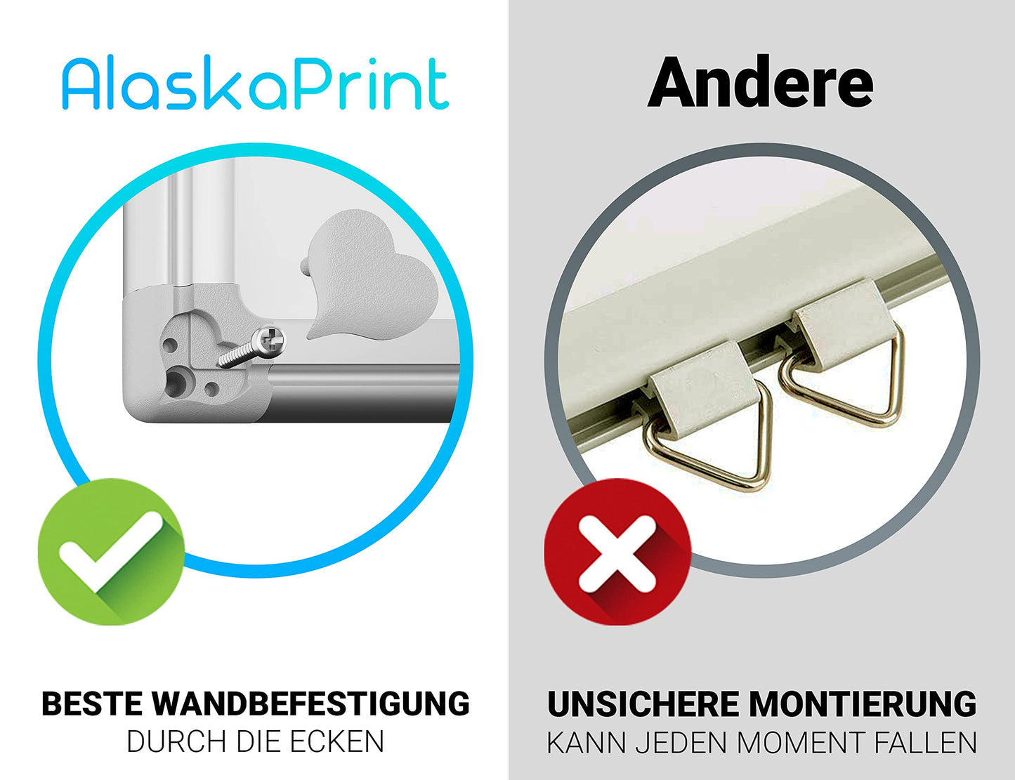 Alaskaprint Whiteboard magnetisch Magnettafel Magnetwand beschreibbar Pinnwand Tafel mit Alurahmen inklusive 3 Stifte, 12 Magnete und Schwamm 60 cm x 45 cm (B x H)