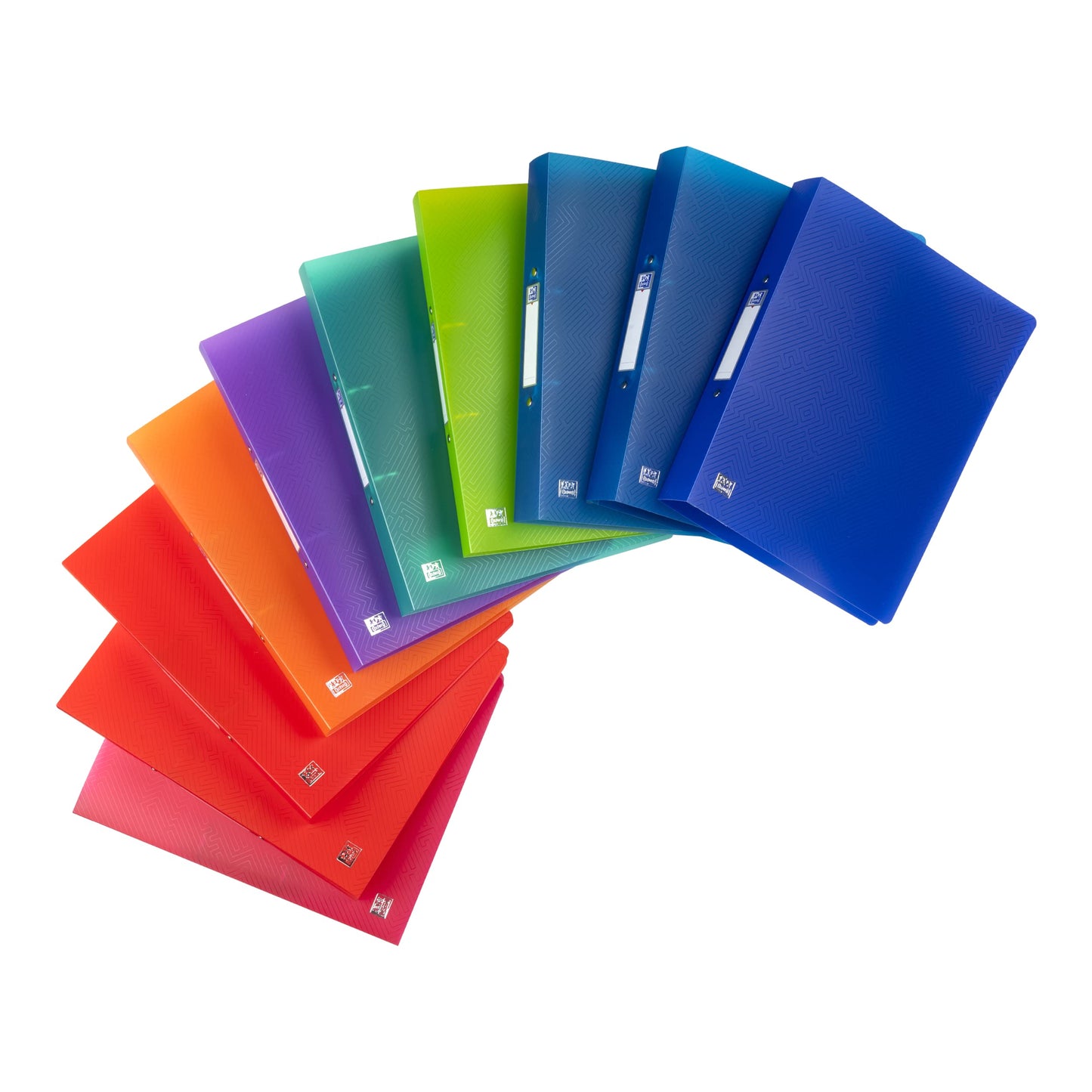 Oxford Ringbuch A4, Rückenbreite 4 cm, 2 Ringe, Kunststoff, 8 Farben, 10 Stück