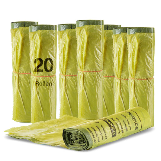 BigDean 20 Rollen Gelber Sack, Gelbe Säcke 90 Liter HDPE Gelb 13 Stück pro Rolle, insgesamt 260 Stück - ca. 60x87 cm Plus 5 cm Umschlag 15my - Ideal für Mülltonnen, Mülleimer und Körbe