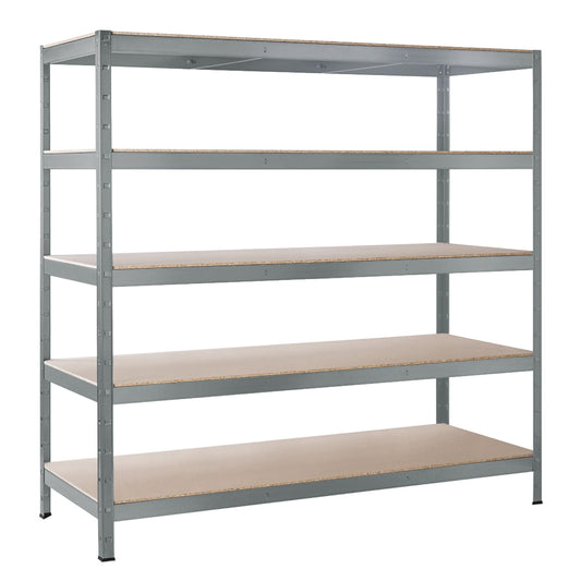 Schwerlastregal aus verzinktem Stahl mit fünf Holzböden, 180x160x60 cm, stabile Lagerlösung für Werkstatt, Keller oder Garage