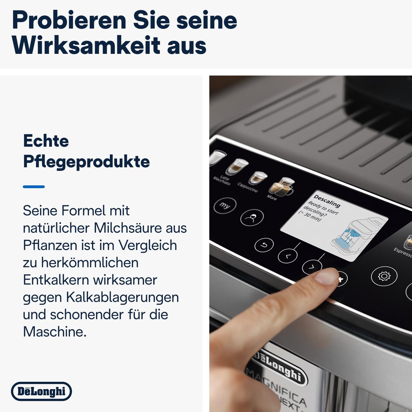 De'Longhi Original EcoDecalk DLSC502-Entkalker für Kaffeemaschinen & Kaffeevollautomaten,EXKLUSIV BEI AMAZON,Universal Kalklöser für 10 Entkalkungsvorgänge,enthält natürliche Rohstoffe,2x500ml,Weiß