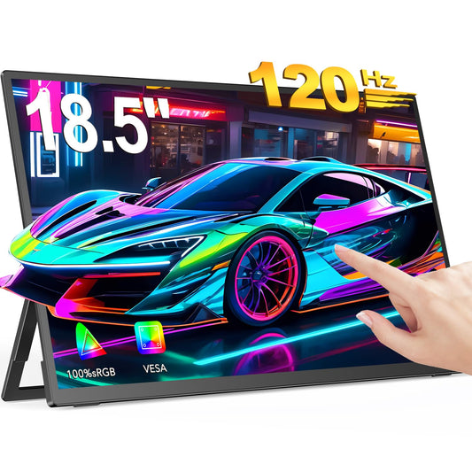 EVICIV Portable Monitor Touchscreen 18,5 Zoll 120Hz Tragbarer Monitor FHD 1080P Mobiler Monitor Mini Monitor mit VESA & Standfuß Mini HDMI Type-C für Laptop/PC/Phone