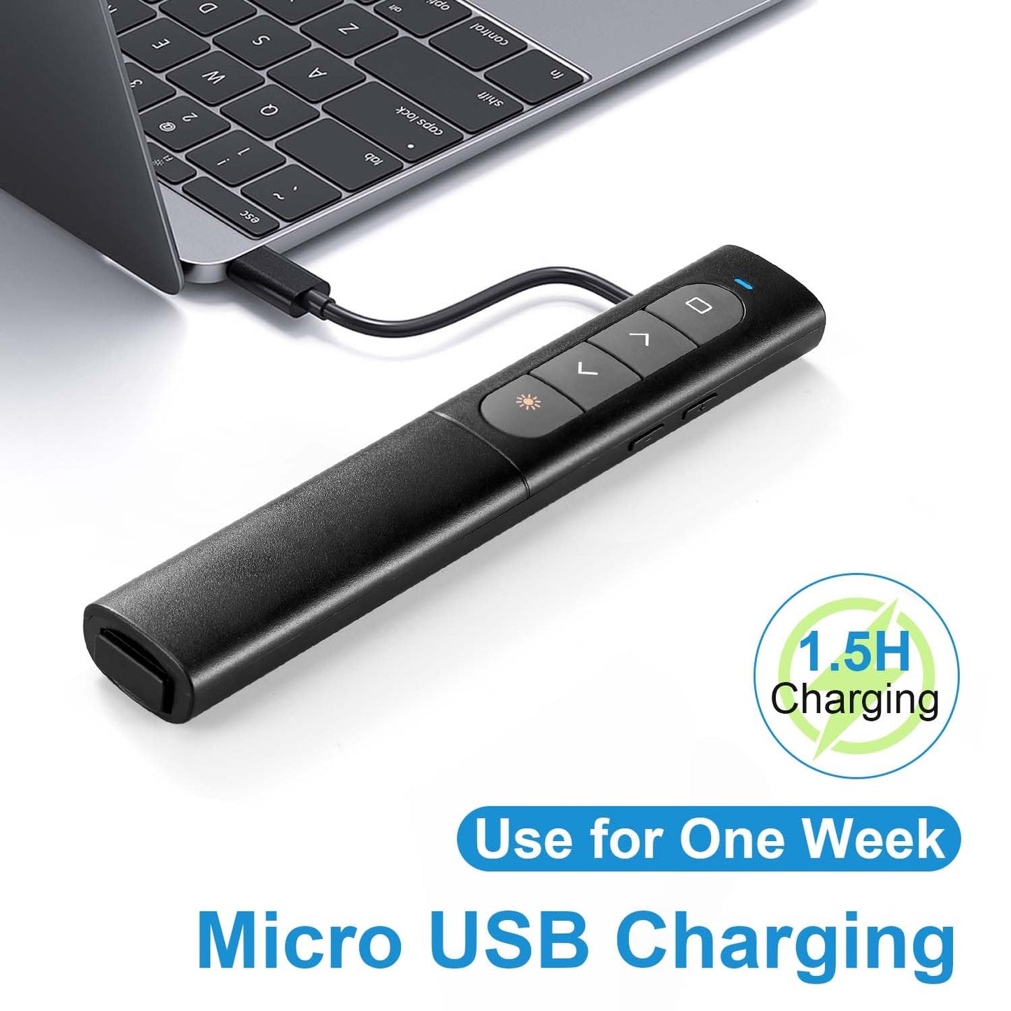 USB/Type-C 2-in-1 Wireless Presenter Aufla-dbarmit Hyperlink Lautstärkeregler, 2.4Ghz Powerpoint Fernbedienung Pointer für Präsentationen Klicker, Kabelloser Präsenter für Mac Laptop