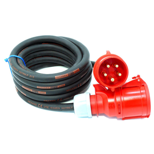 CEE Starkstromkabel (1,5m-50m) 32A Verlängerungskabel Titanex H07RN-F 5x6mm² mit PCE Shark Stecker und Kupplung, Business-Line von Event-Kabel (3 Meter)