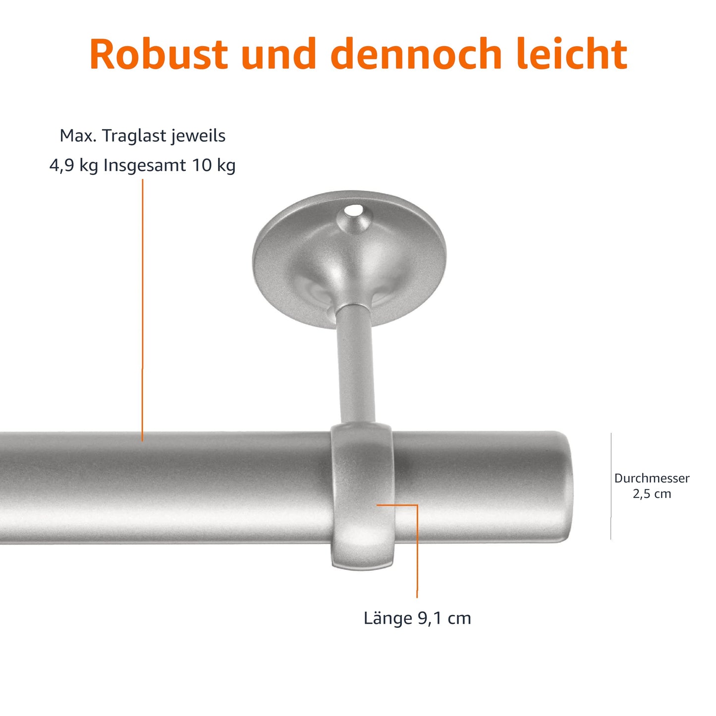 Amazon Basics Verstellbare Deckenhalterung Set, 1er-Pack, Nickel