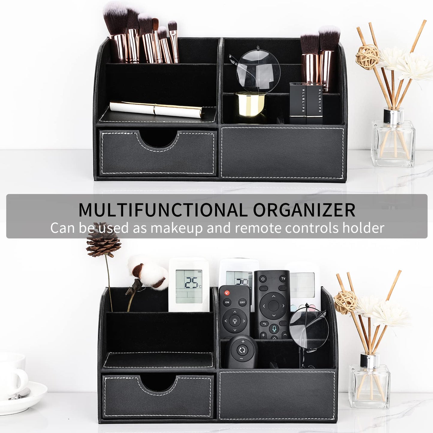 KINGFOM Büro Schreibtisch Organizer Ordnungssystem Tisch Organizer PU Leder Stiftehalter Stiftebox Stifteköcher Multifunktionale Bürobedarf