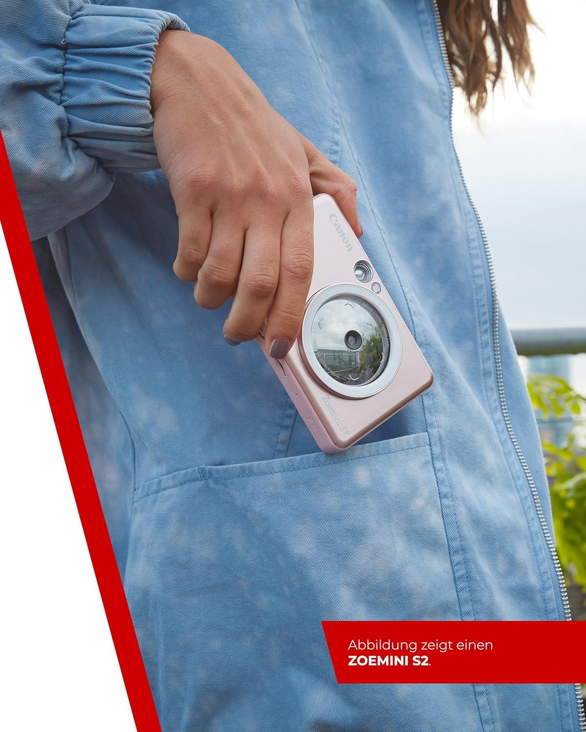 Canon Zoemini S2 Mini Sofortbildkamera + Fotodrucker mobil tragbar unterwegs Hosentasche (Fotodruck 5x7,6 cm, kabelllos, eingebauter Akku, Canon App, Bluetooth) roségold [+ 10er Zink Druck-Set]