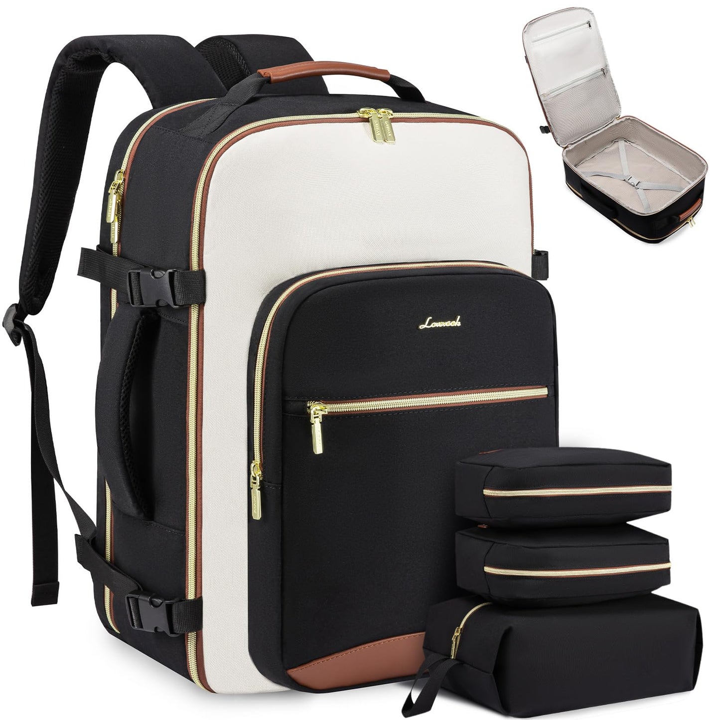 LOVEVOOK Handgepäck Rucksack Flugzeug, Reiserucksack Damen Groß 40L Herren Wasserdicht, Laptop Backpacks 17 Zoll Mit Laptopfach, Travel Backpack Daypacks Für Schule Arbeit Camping