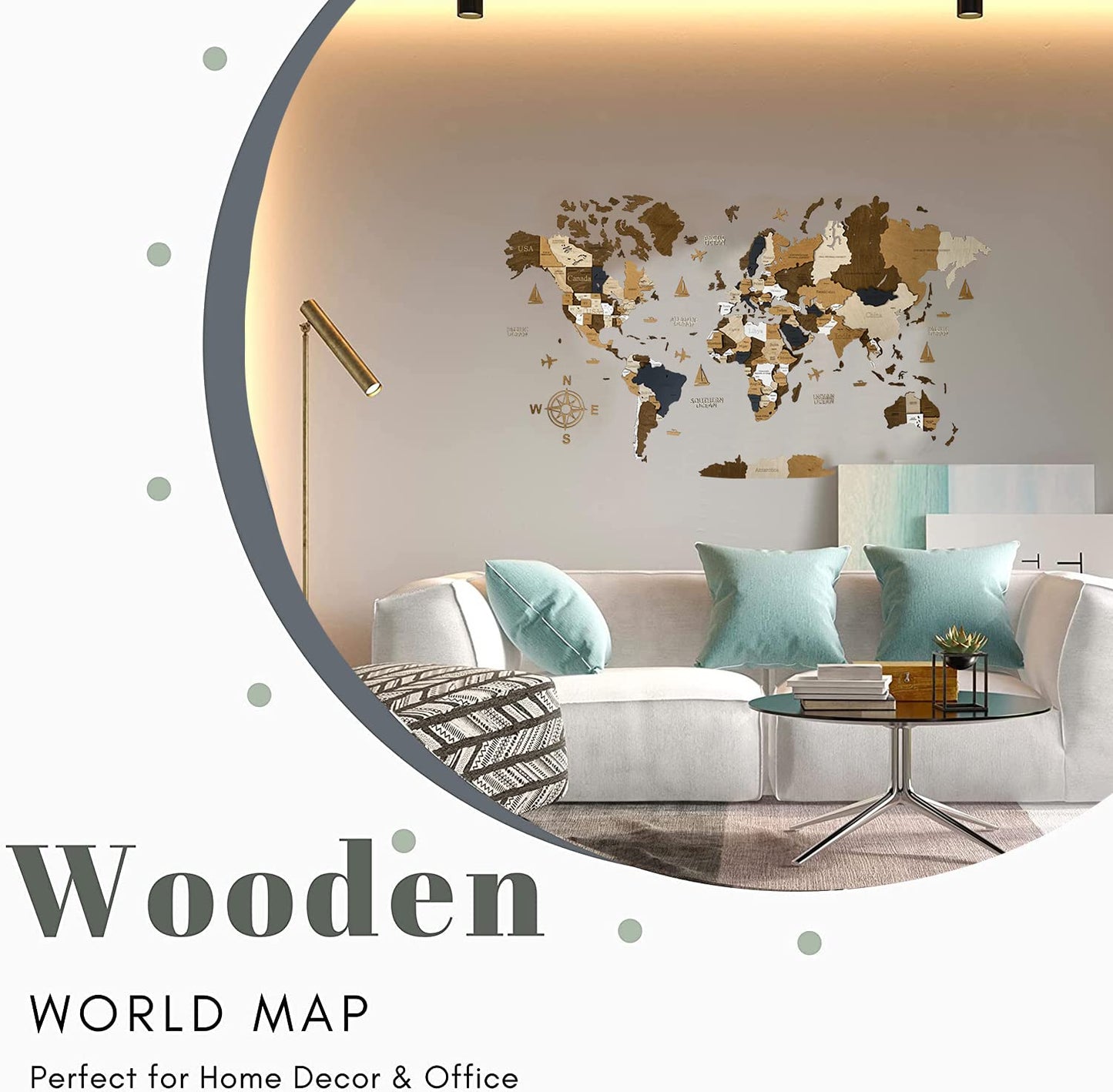 Holz-Weltkarte, 3D-Kunst, große Wanddekoration, für jeden Anlass, in den Größen M, L, XL, Geschenkidee, Wandkunst für Zuhause, Küche oder Büro