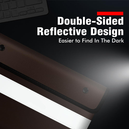 Vailoin 5200℉ Feuerfeste Tasche mit Reißverschluss,(28x19cm) Dokumententasche Feuerfest Wasserdicht,Geldtaschen Banktasche,Dokumentenkoffer Aktentasche für A5 Dokumente,Passport(Braun)