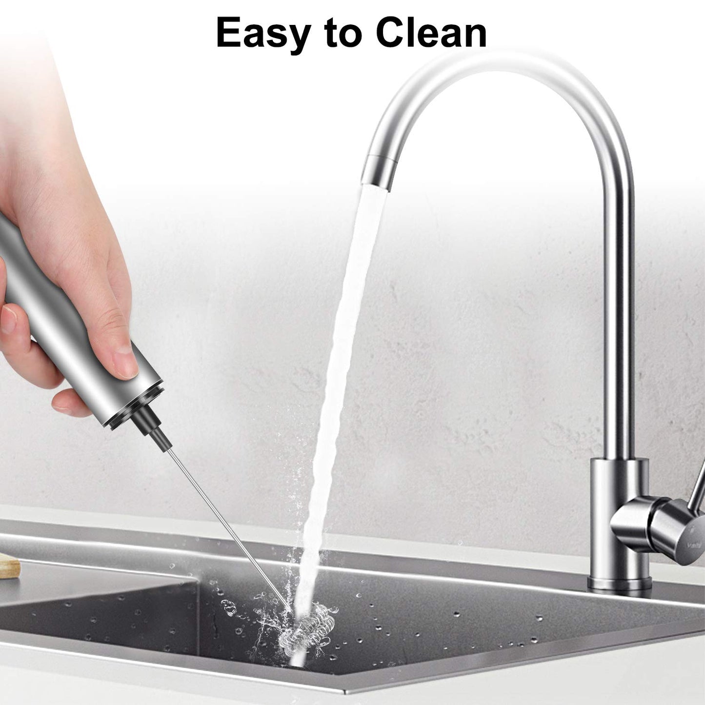 MOSUO Elektrischer Milchaufschäumer, wiederaufladbar, USB und Mini-Handmixer mit Doppel-Schneebesen, Mixer aus Edelstahl für Kaffee, Creme, Cappuccino, Latte, Cocktails, Saft