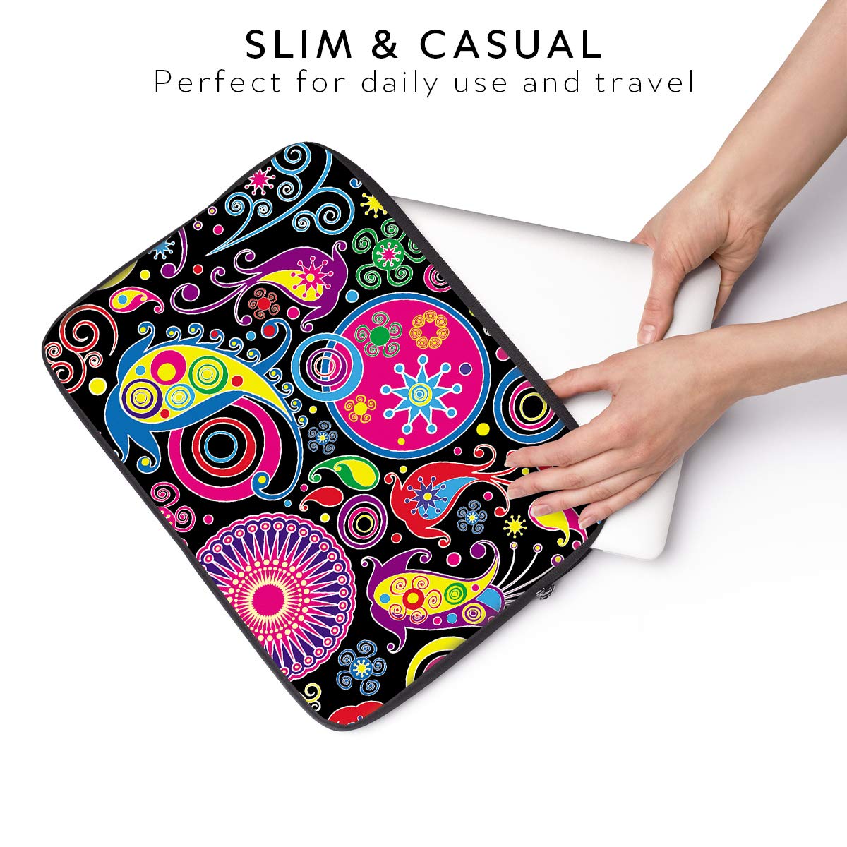 Sidorenko Laptop Tasche für 14-14,2 Zoll - Universal Notebooktasche Schutzhülle - Laptoptasche aus Neopren, PC Computer Hülle Sleeve Case Etui, Rosa/Schwarz