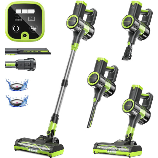 FAMIVAC Akku Staubsauger 40KPa 550W Kabellos mit V-Bürste & 6-Stufen Filtersystem