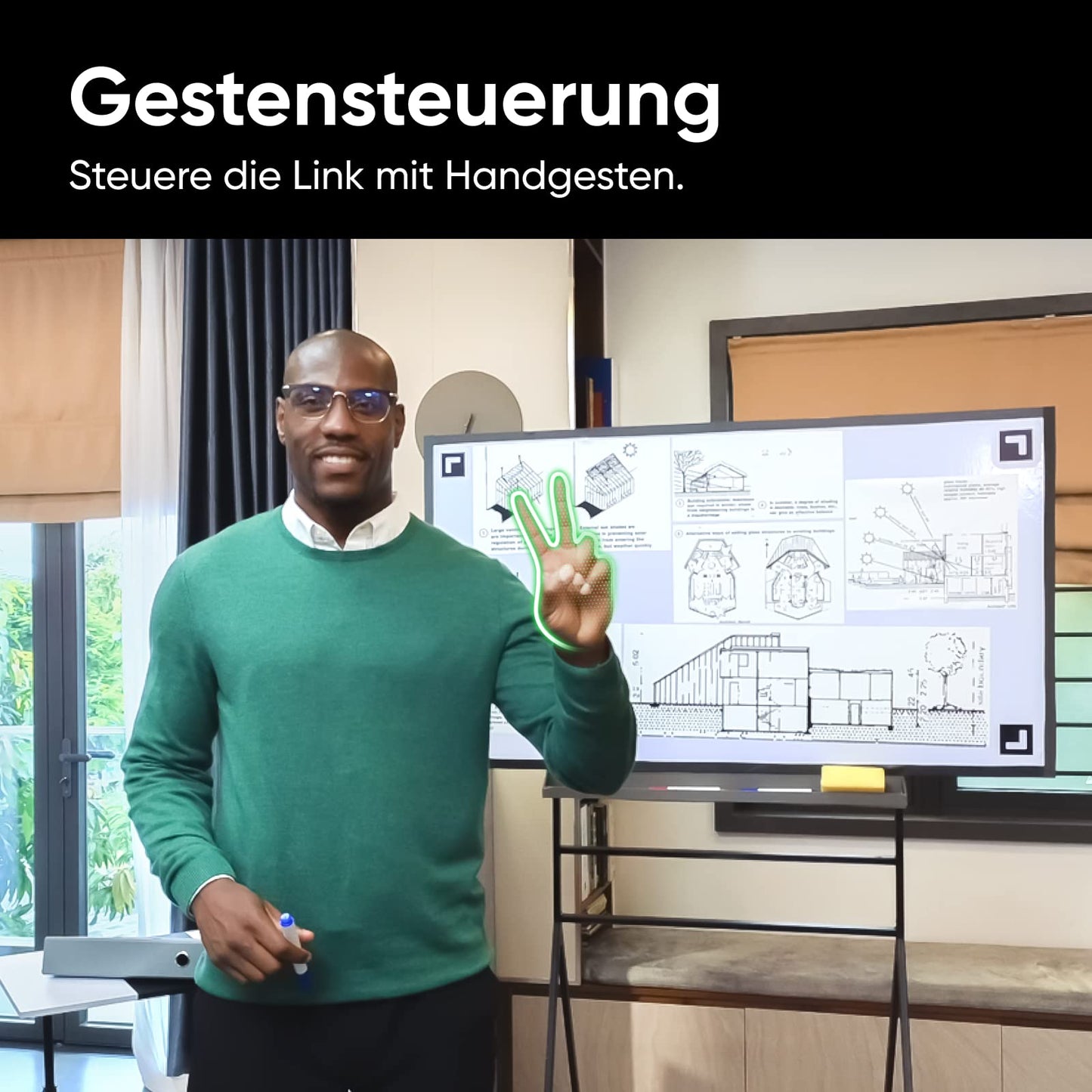 Insta360 Link Stativ-Kit PTZ 4K Webcam mit 1/2"-Sensor, KI-Tracking, Gestensteuerung, HDR, Mikrofonen mit Rauschunterdrückung, Spezialmodi, Webcam für Laptop, Videokamera für Videokonferenzen
