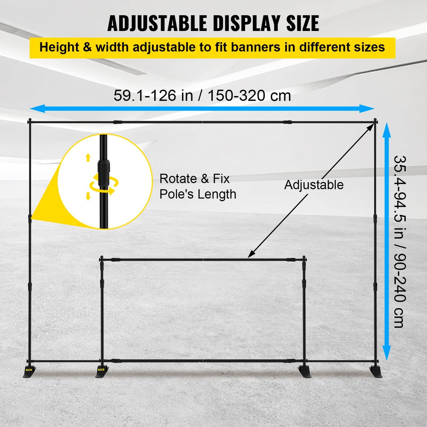 BuoQua Hintergrund Ständer 2.4 x 3m, Fotohintergrund Ständer Verstellbarer Fotostudio Background 10 x 8 Ft, Banner Ständer Set und Tragetasche 10 Zoll