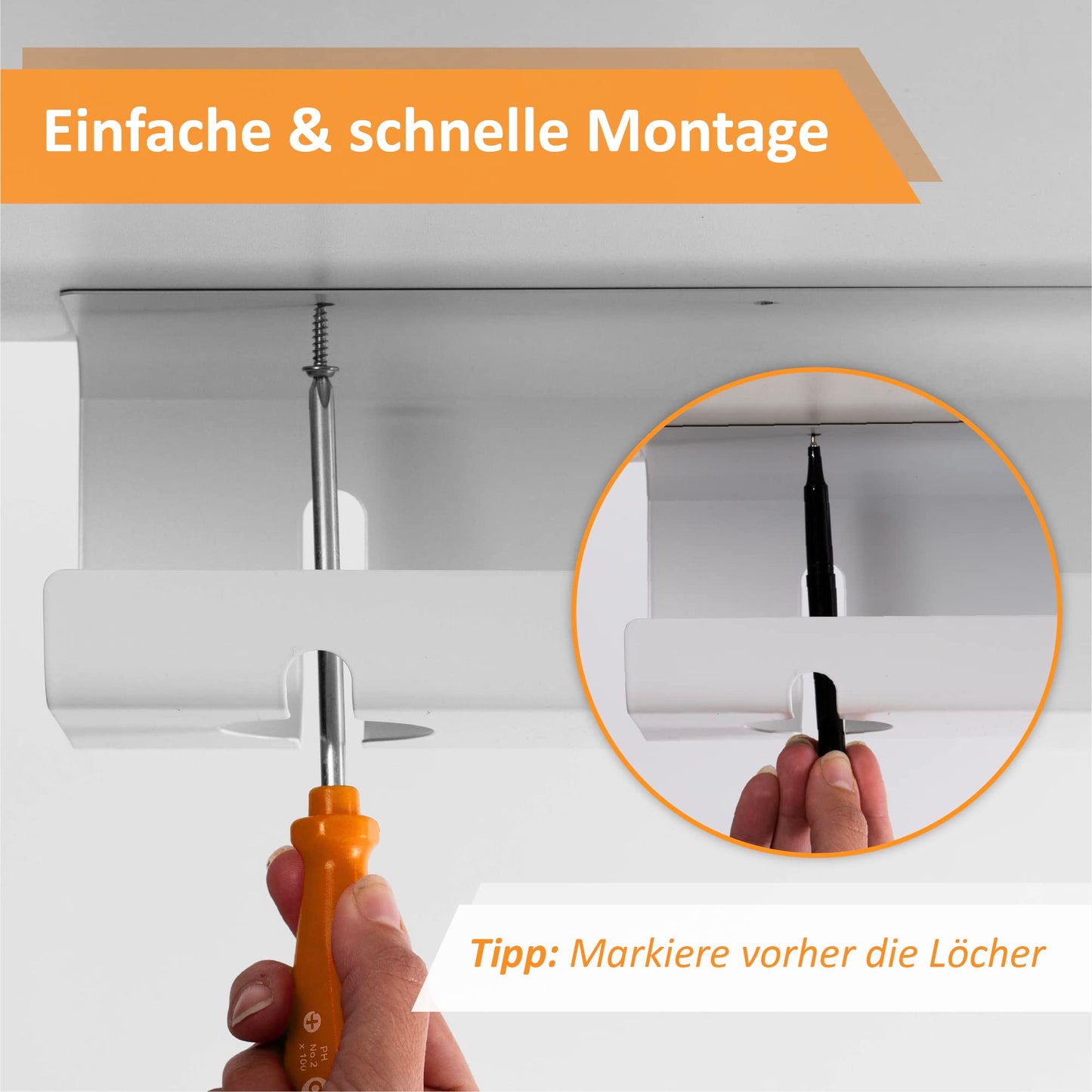 Stilemo® Kabelkanal Schreibtisch - Kabelmanagement Schreibtisch Organizer Kabeldurchführung - Cable Management Kabelhalter Kabelwanne Tisch - 43x12x10CM - Kabelkorb Weiß