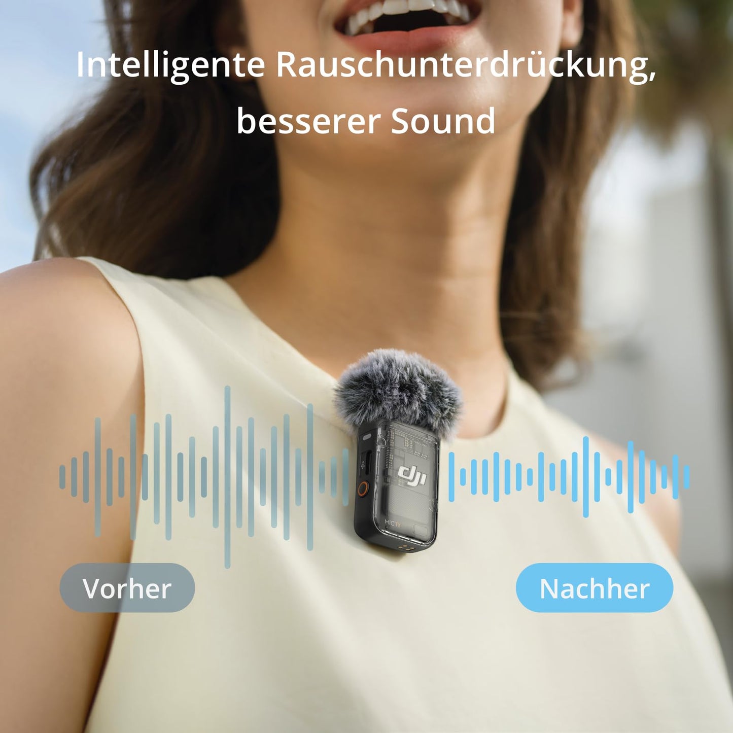 DJI Mic 2, lavalier mikrofon wireless, Rauschunterdrückung, 48kHz Interne 32-Bit-Float-Aufnahme, 250 m Reichweite, 18 Std. Akku mit Ladecase, Mikrofon für Kamera/Handy, Vlog, Streaming