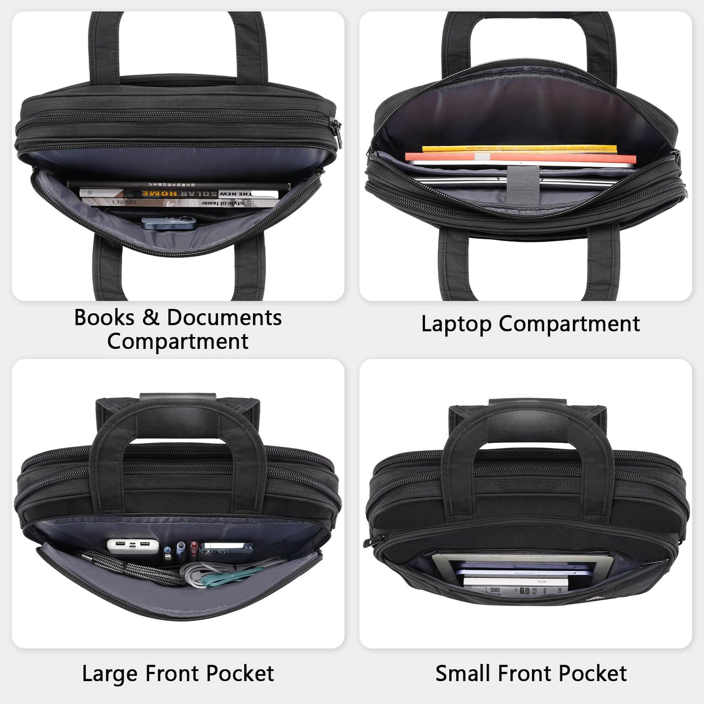 MATEIN Laptoptasche 15,6 Zoll, Laptop Aktentasche Herren Notebook, Computer Tasche Multifunktionale Business Schulter Tasche für Männer Frauen Umhänge, Schwarz