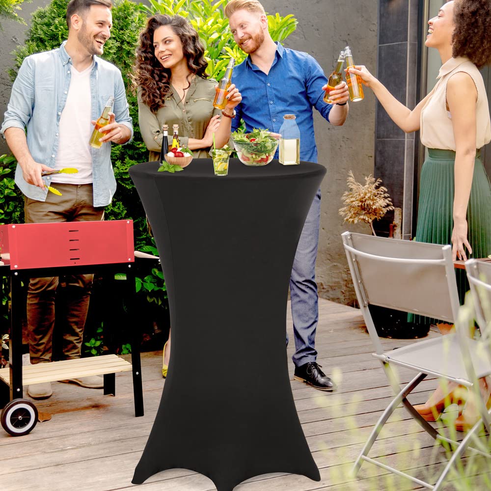Deuba® Stehtisch Hussen 60-65cm Schwarz Rund Verstärkter Fußbereich Waschbar Ø 60-65/70-75/80-85 cm Viele Farben Stehtischhusse Stretch Überzug Party