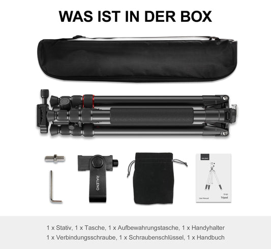 RALENO 1,98 m Kamerastativ, Stativ mit 360° Panorama Kugelkopf, Professionelles Camera Tripod mit 10kg Tragkraft, für Reise und Arbeit, WiFi 40M wasserdicht Modell: TP-60