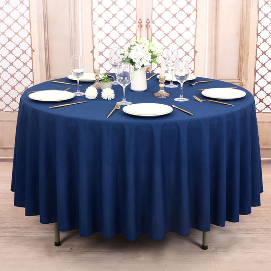 1 Stück Polyester-Tischdecke Dunkelblaue,228 cm Rund, Waschbar,Knitterresistent,Verblasst Nicht Tischdecke Tischdekoration für Hochzeit Party Restaurant Bankett (Dunkelblaue)