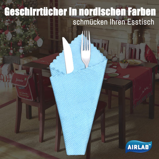 Airlab 8X Mikrofasertücher Putztücher, Nano Streifenfrei Fenstertuch Geschirrtücher, Fishscale Reinigungstücher für Auto, Fenster, Brille, Küche, Glas, Spiegel, Wasserhahn und Bad, 40x30 cm