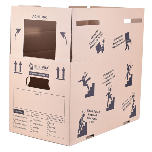 10 x Umzugskartons, Bücherkartons, Aktenkartons | 600 x 330 x 350 mm, 2-wellig | extra groß & stabil bis zu 40 kg | aus Recyclingpapier & mehrfach benutzbar | Verpackungskartons für den Umzug, Pappe