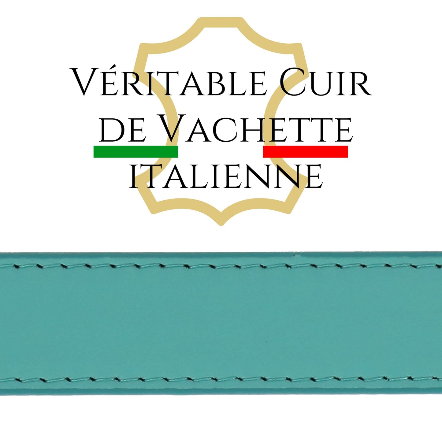 FASHIONGEN - Damengürtel aus italienischem Leder, LUNA - Wasser Blau (Goldenschnalle), 75