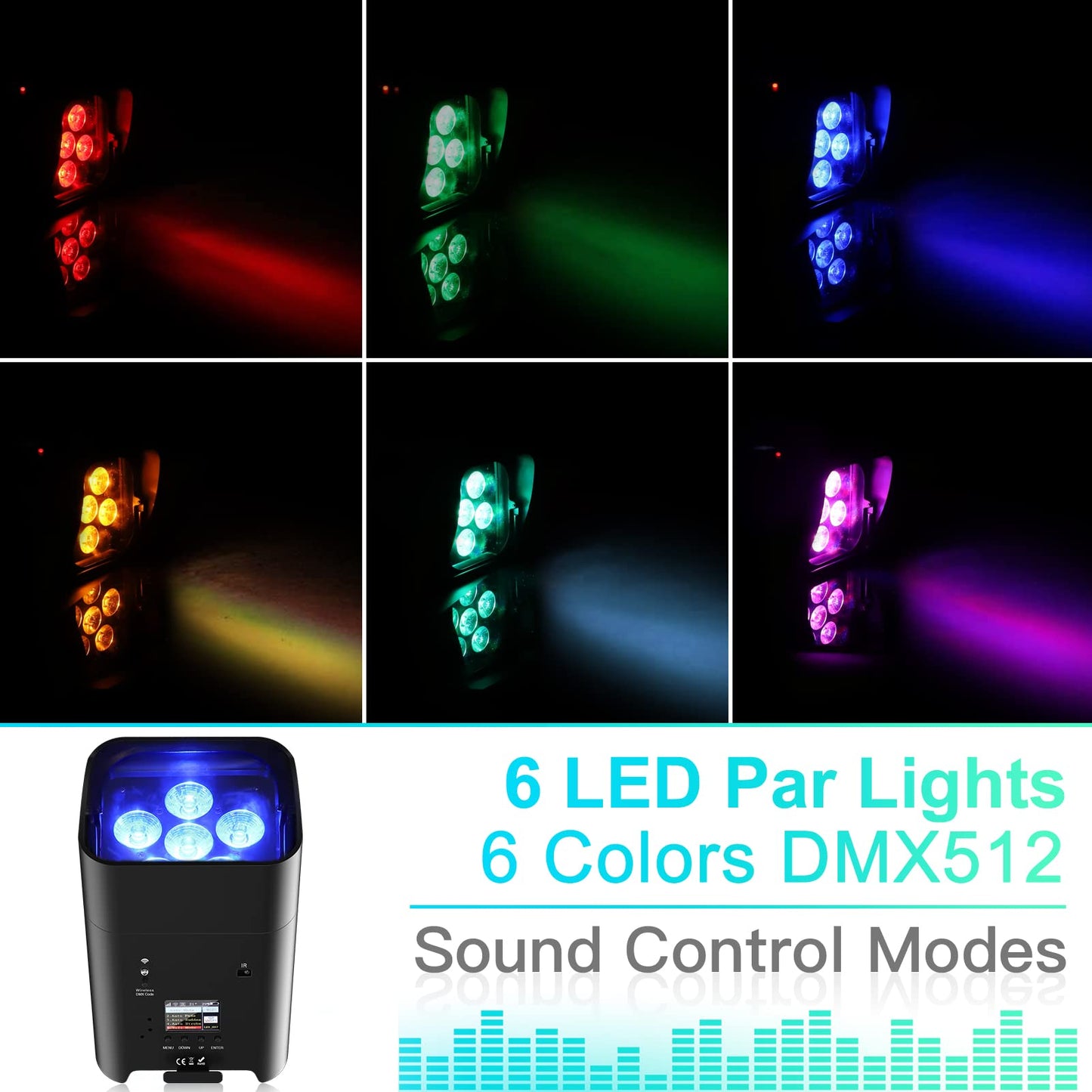 UKing 4er 108W RGBWA+UV Akku LED Par Scheinwerfer Wiederaufladbarer mit Tasche und Fernbedienung, APP/DMX partylicht Bühnenlicht für DJ disco Bar KTV Hochzeit