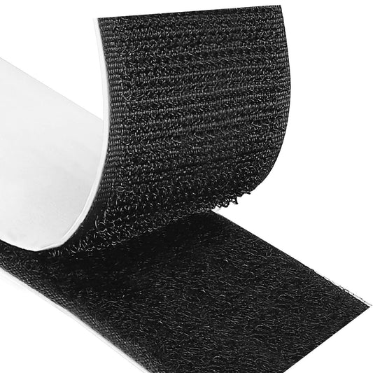 Blooven Klettband Selbstklebend 5 Meter Extra Stark, Doppelseitig Klebende mit Klettverschluss 50mm Breit Selbstklebendes Klebepad Flauschband und Hakenband (Schwarz)