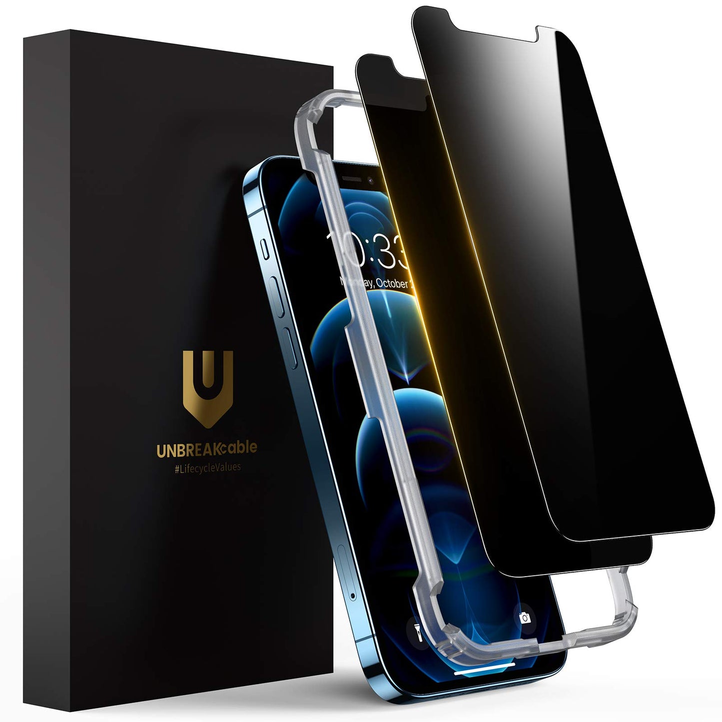 UNBREAKcable Panzer Sichtschutz Glas für iPhone 12/12 Pro [2 Stück], Blickschutzfolie für iPhone 12/12 Pro 6,1 Zoll, Anti-Spähen Privatsphäre Schutzglas, Kratzfest, Anti-Fingerprint und blasenfrei