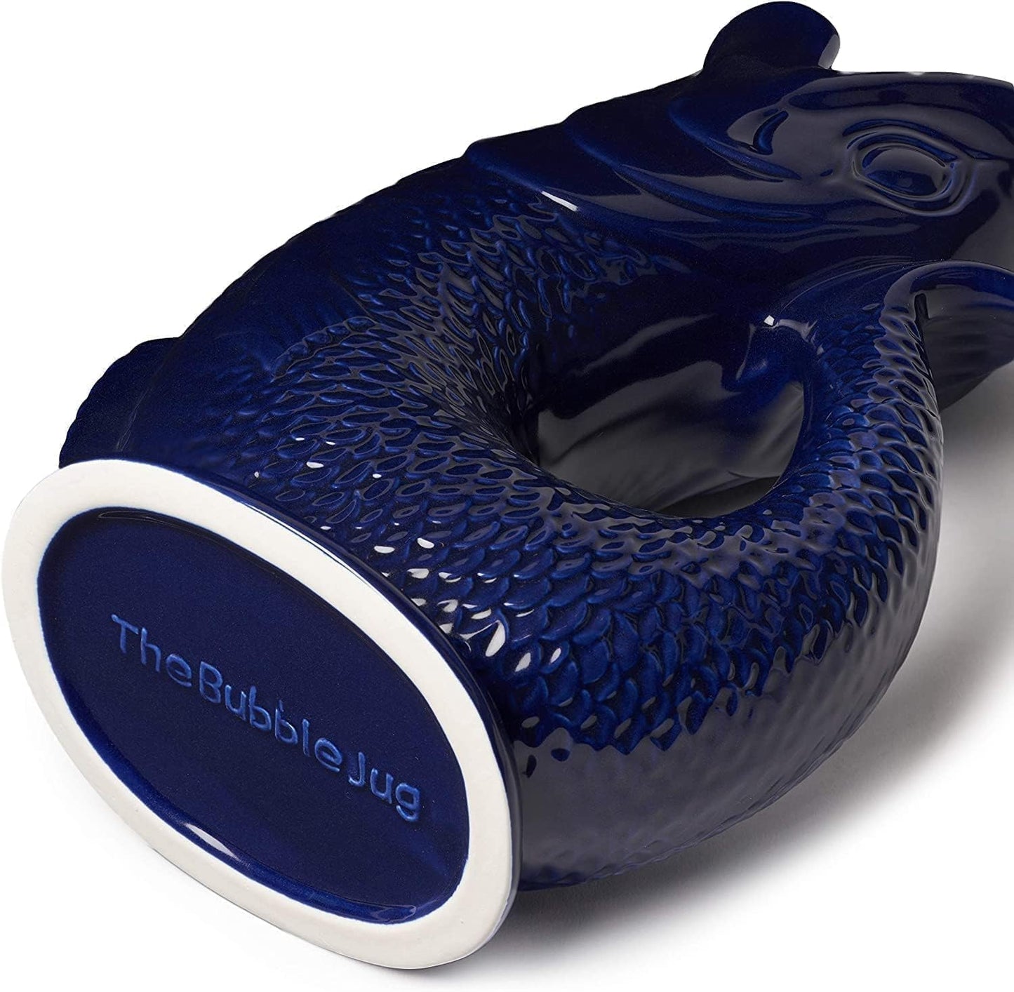 Bubble Jug Wasserkaraffe Keramikkrug in Fischform - 1,5 L, Enteneiblau - Fisch Karaffe mit Gluckergeräusche für lustiges ausgießen von Wasser, Wein & mehr - Bubble Jug Karaffe Fisch - Fischkrug