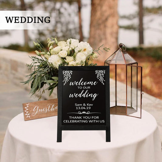 QUEENLINK Kreidetafel Magnetisch Blackboard 24.2×35.6cm Kreidetafel Aufsteller Klein Tafel zum Beschriften mit Braun Holzrahmen Memoboard für Küche