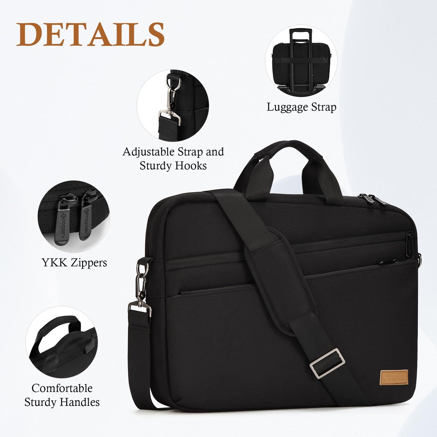 bagasin Laptoptasche Laptop Aktentasche Passt bis zu 15 15,6 16 Zoll Laptop Erweiterbare Wasserdichte Schultertasche Umhängetasche Tragetasche Notebooktasche PC Computer Tasche
